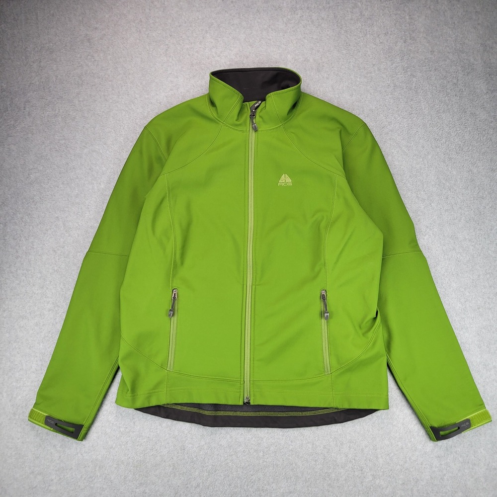 Nike ACG Softshell Jacket Womens Medium Lime Green Fleece Lined Full Zip